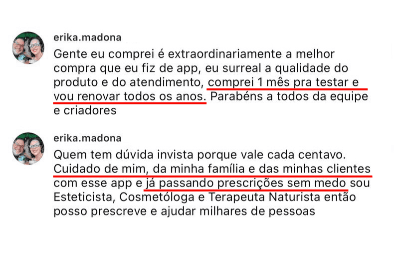 Depoimento sobre cuidar da família com o aplicativo