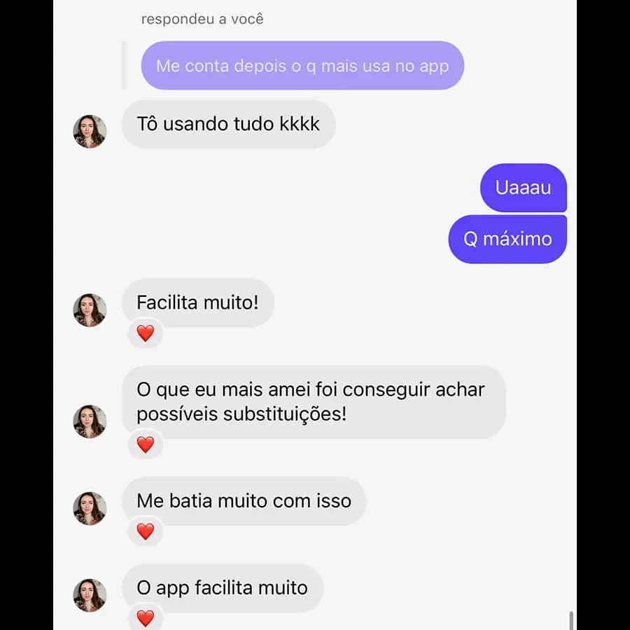 Depoimento sobre encontrar substituições no aplicativo